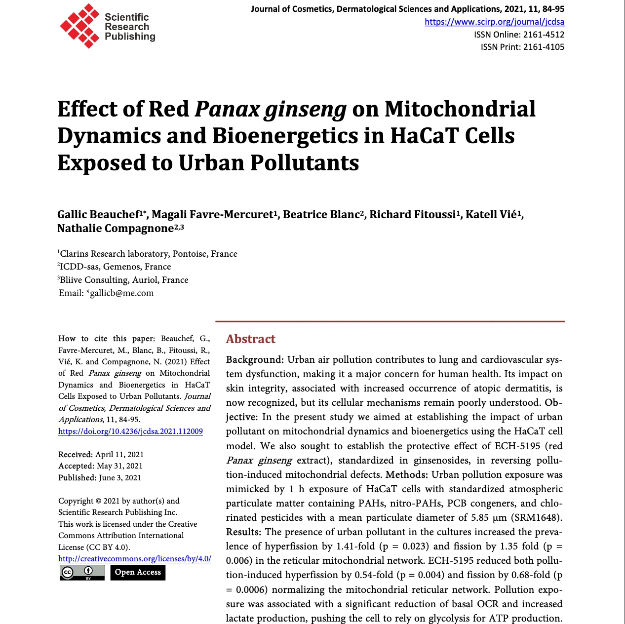 Article thumbnail for the study of Panax ginseng on mitochondrial dynamics and bioenergetics